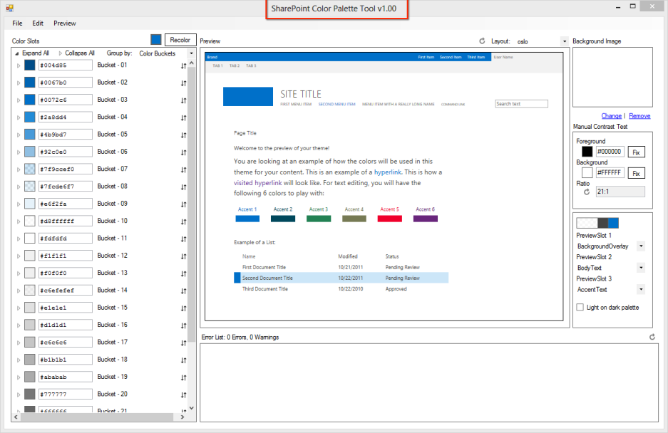 SharePoint 2013 Color Palette Tool